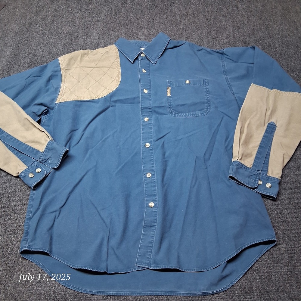 Vintage Columbia Shoulder Padded Shooting Shirt‎ Button Down Blue Size Large